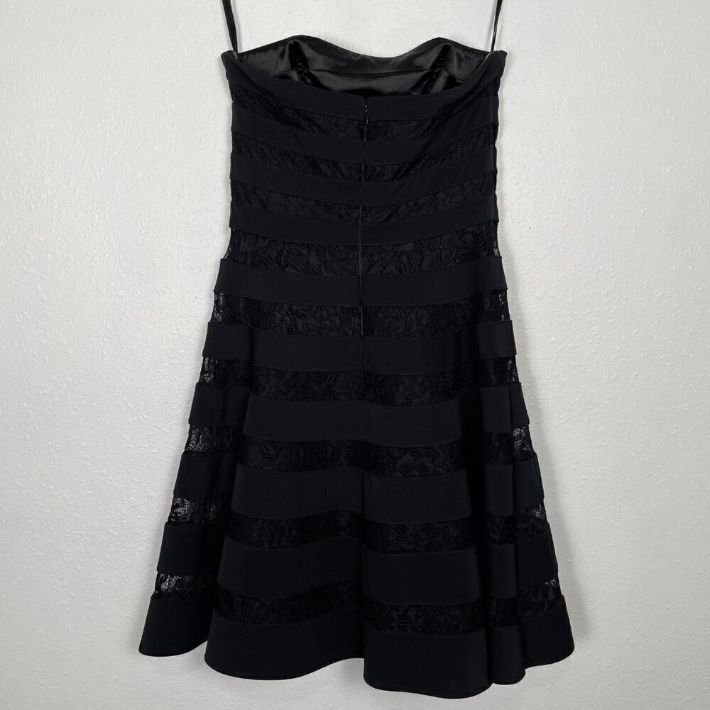 White House Black Market Strapless Lace Striped Bandage Fit and Flare Dress Sz.4 - Picture 7 of 11